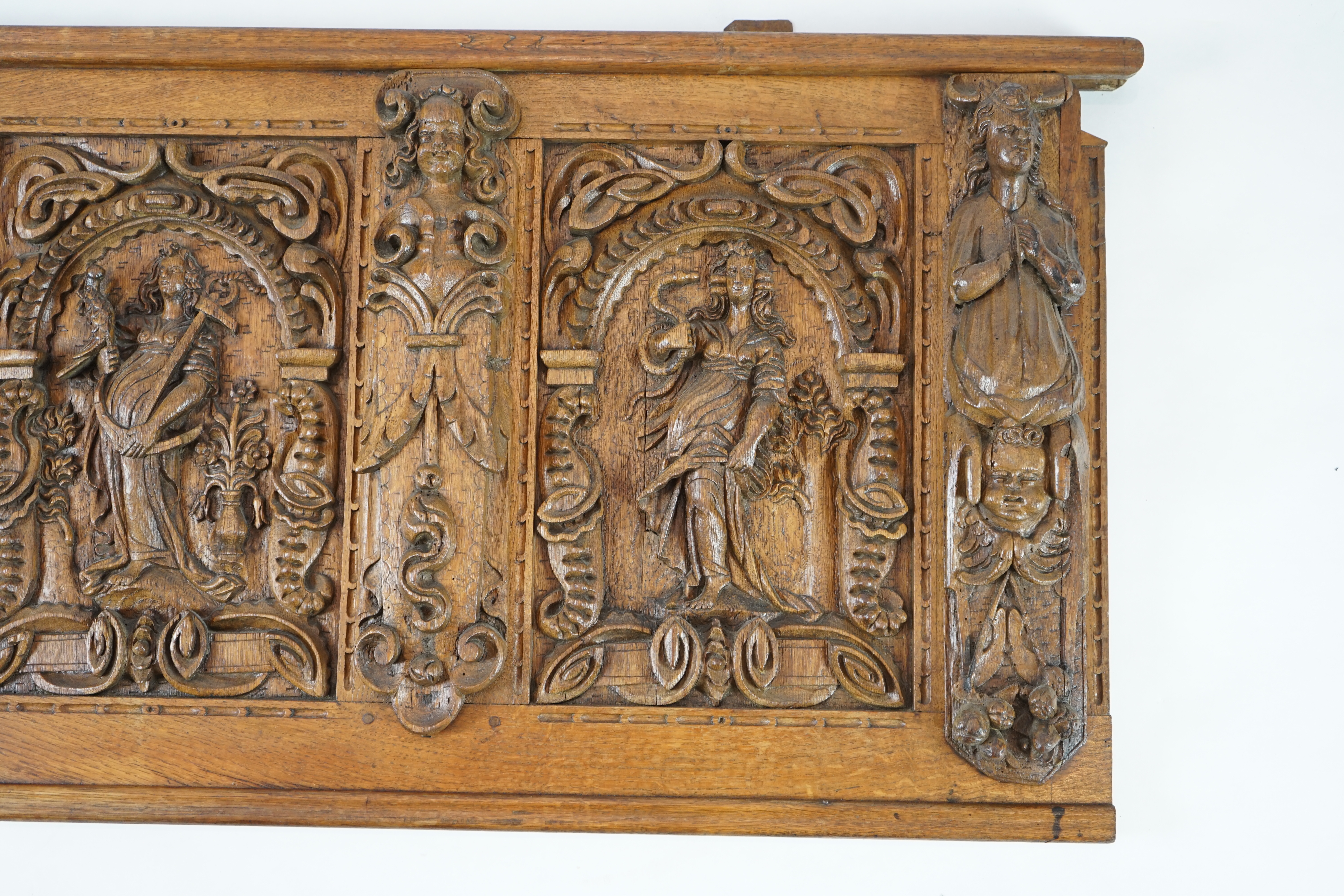 A 17th century and later Flemish carved oak panel